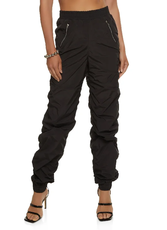 Nylon Stacked High Waist Joggers