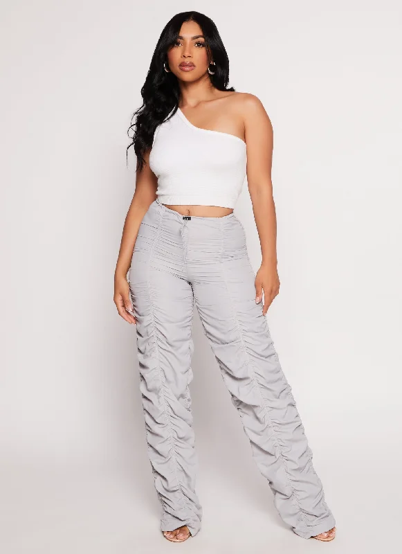 Nylon Toggle Drawstring Stacked Pants