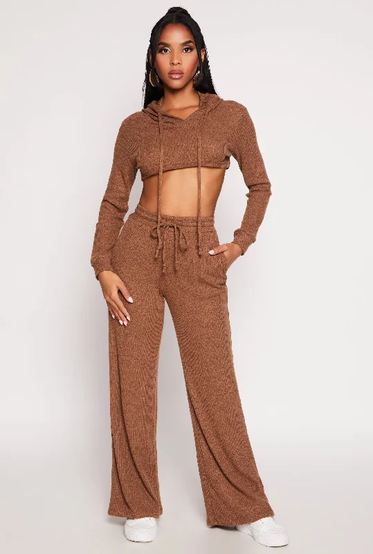 Daisy Ribbed Knit Wide Leg Pants