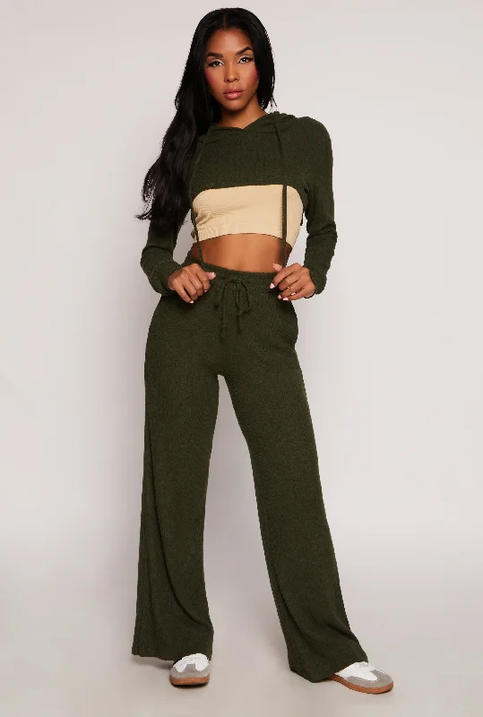 Daisy Ribbed Knit Wide Leg Pants