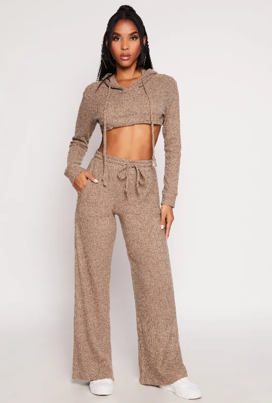 Daisy Ribbed Knit Wide Leg Pants