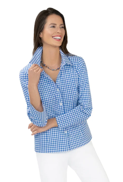 Stretch Seersucker Gingham Plaid Shirt Full Price