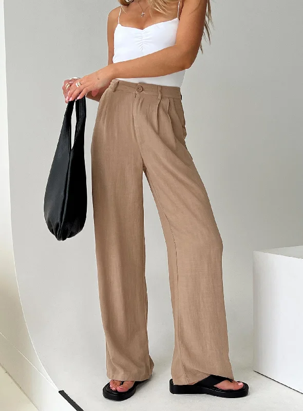 Brenda Linen Blend Pants Beige