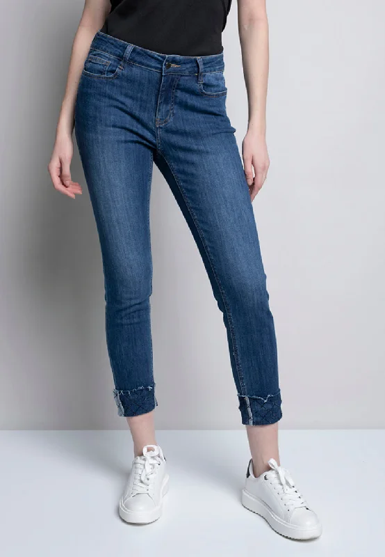 Embellished Cuff Ankle Length Jeans