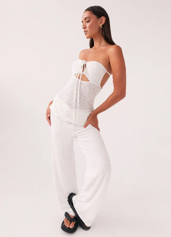 Jadey Waffle Pants - White