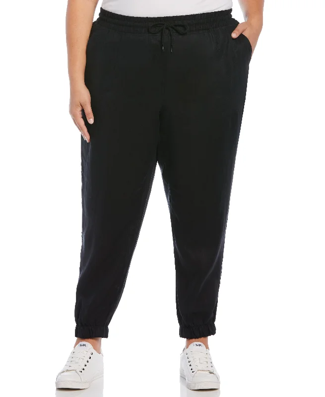 Plus Size Linen Drawstring Jogger