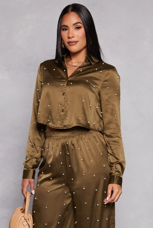 Haute Monde Studded Satin Shirt