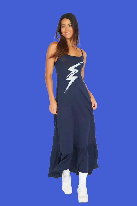 Beatrix Cracked Lightening Bolt Dress - Navy