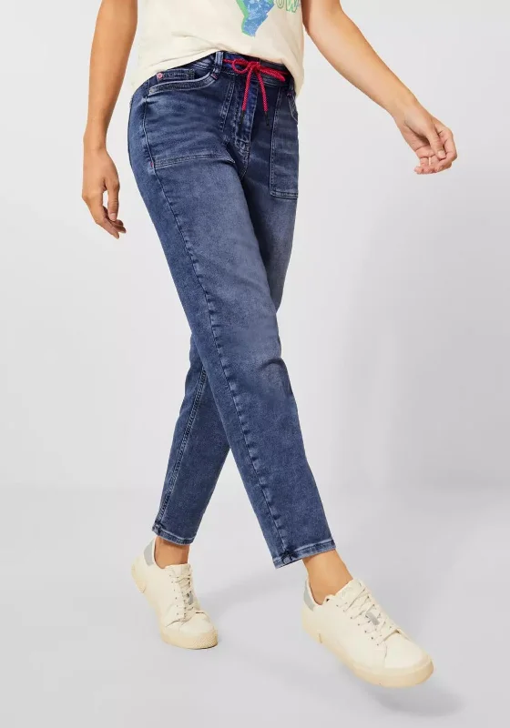 Cecil Jogger Style Jeans, Mid Blue Jeans