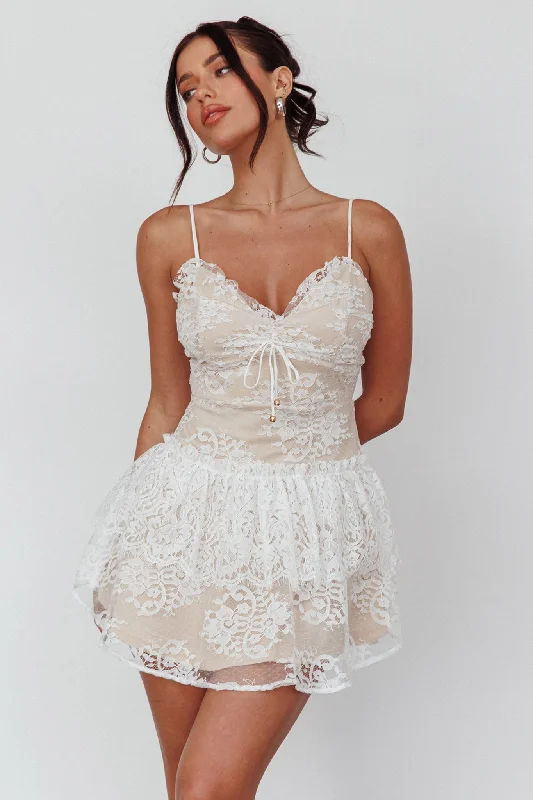 Cielo Lace Peplum Mini Dress White