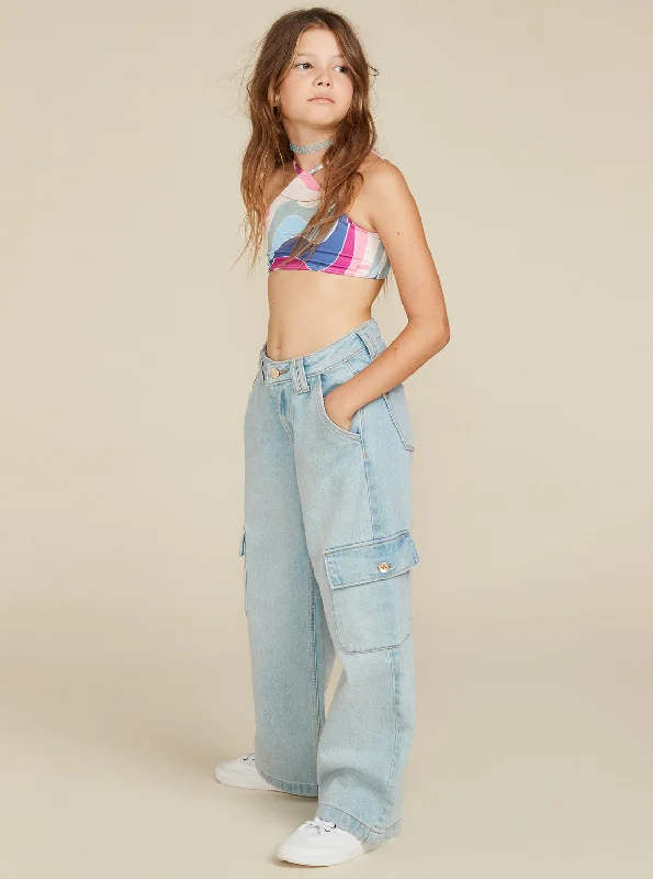 Girls 4-16 Celestial Dancer Cargo Pants - Light Blue