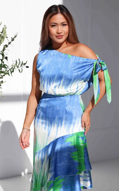 Kayla Maxi Dress - Blue Green Print