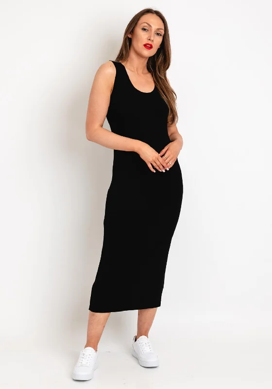 Natalia Collection One Size Basic Jersey Midi Dress, Black