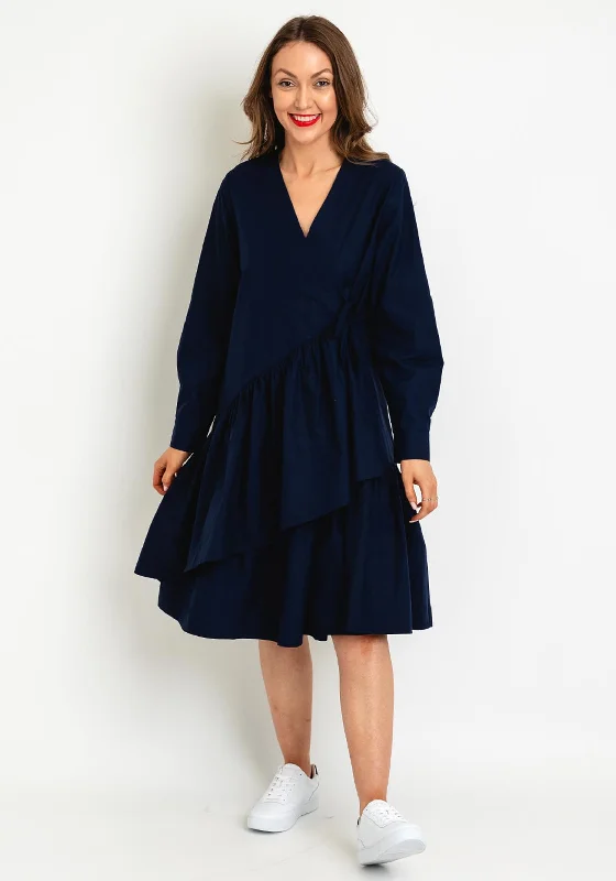 Masai Naima Frill Tiered Midi Dress, Maritime Blue