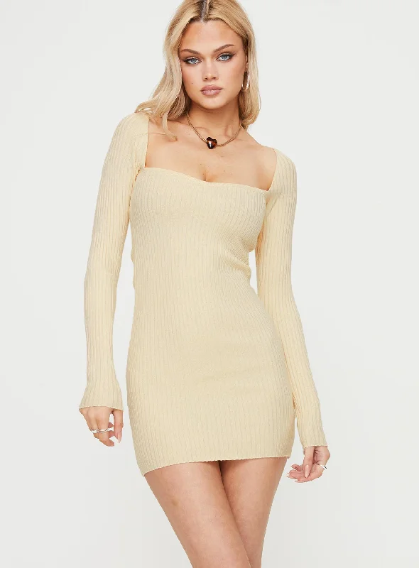 Mavins Long Sleeve Mini Dress Cream