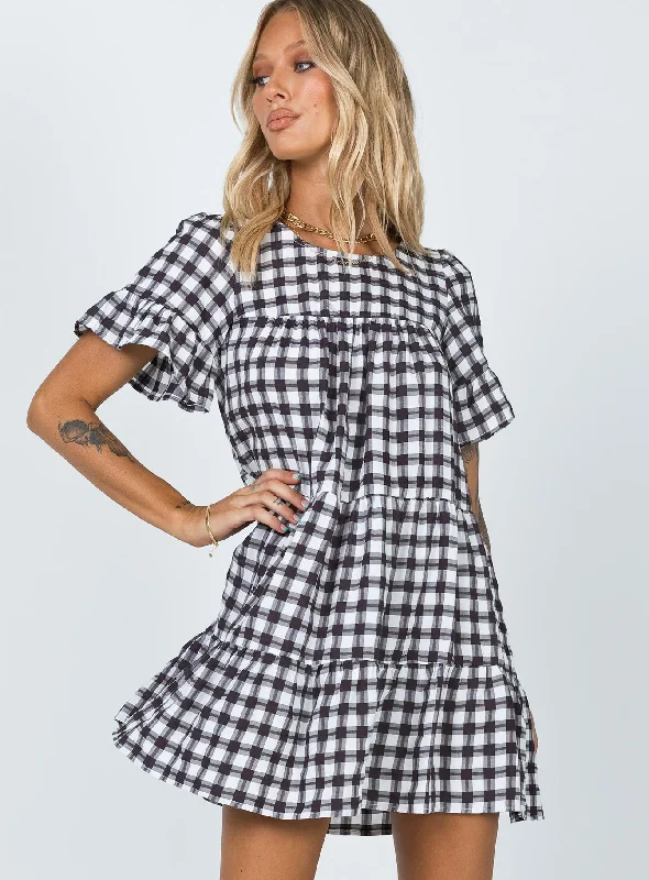 Miami Check Mini Dress Black