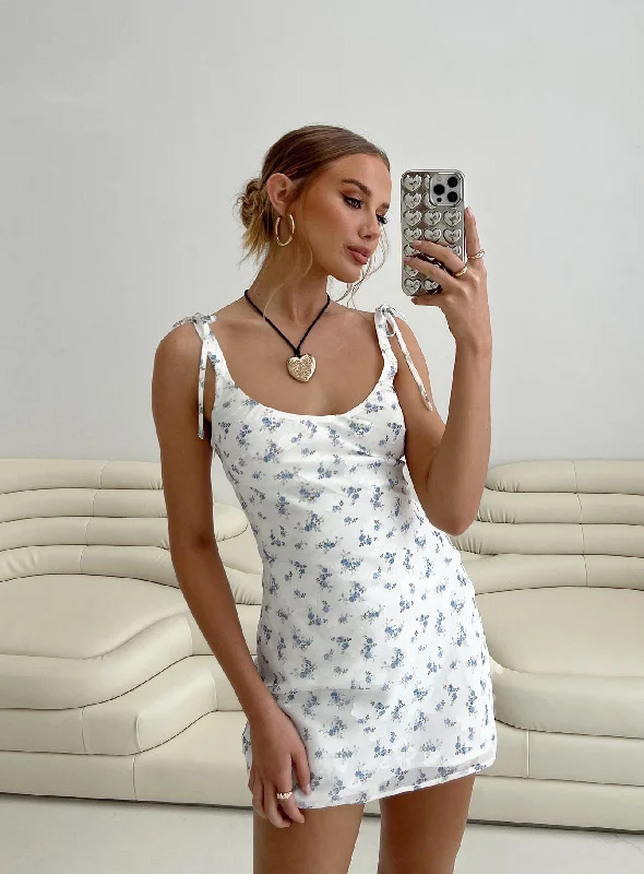 Mietta Mini Dress White / Blue Floral