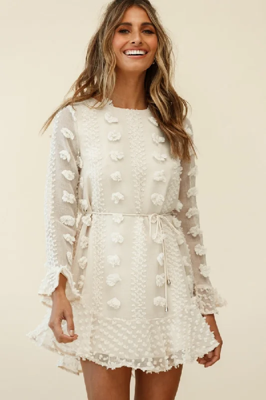 Montville Long Sleeve Embellished Dress Beige