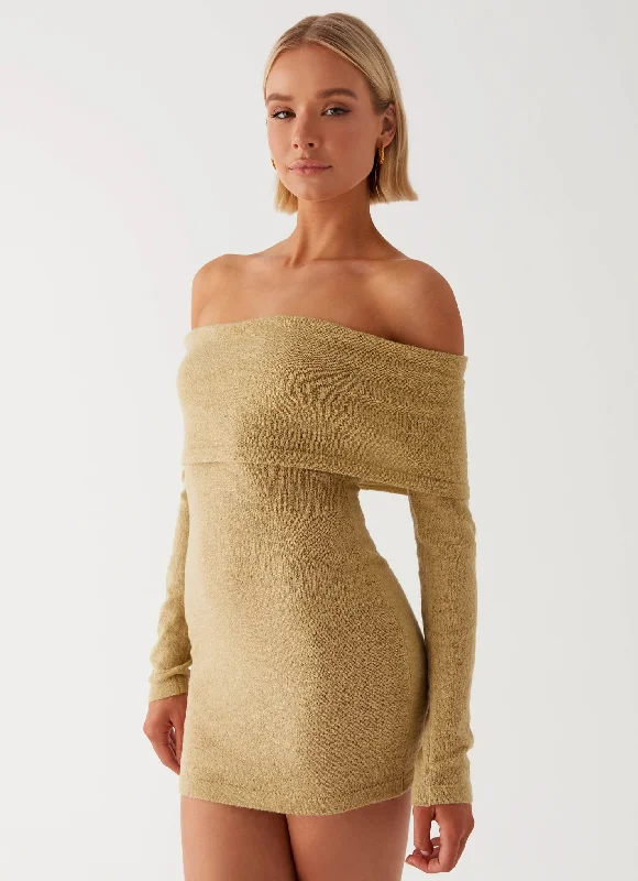 Myla Off Shoulder Mini Dress - Camel