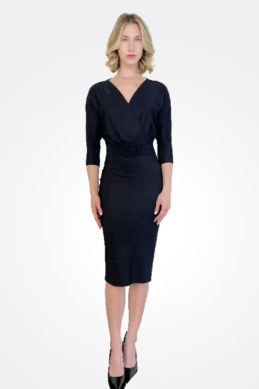 Nastia Belted Dress - Black