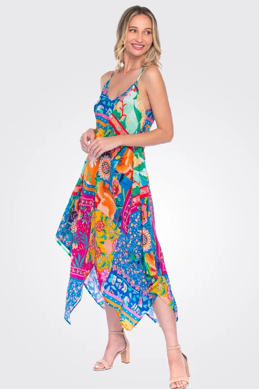 Silk Drew Dress - Fiesta