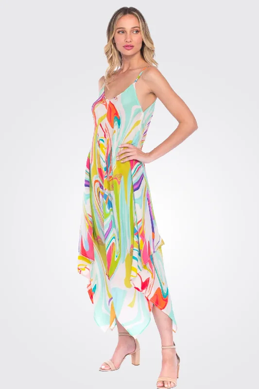 Silk Drew Dress - Swirl