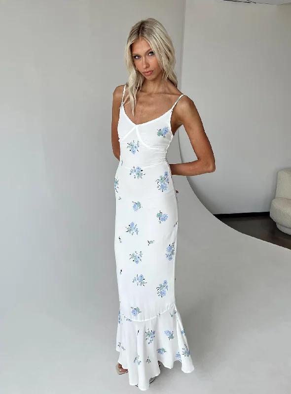 Sing Along Maxi Dress White / Blue Tall