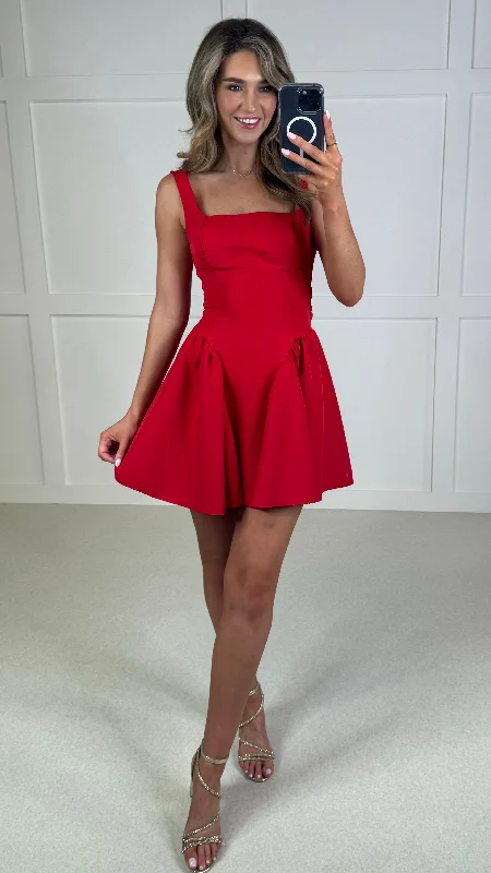 Valencia Red Bow Back Skater Mini Dress