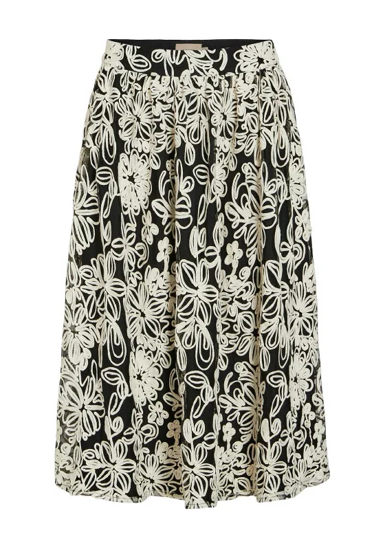 Vila Kala Floral Print Midi Skirt, Meteorite