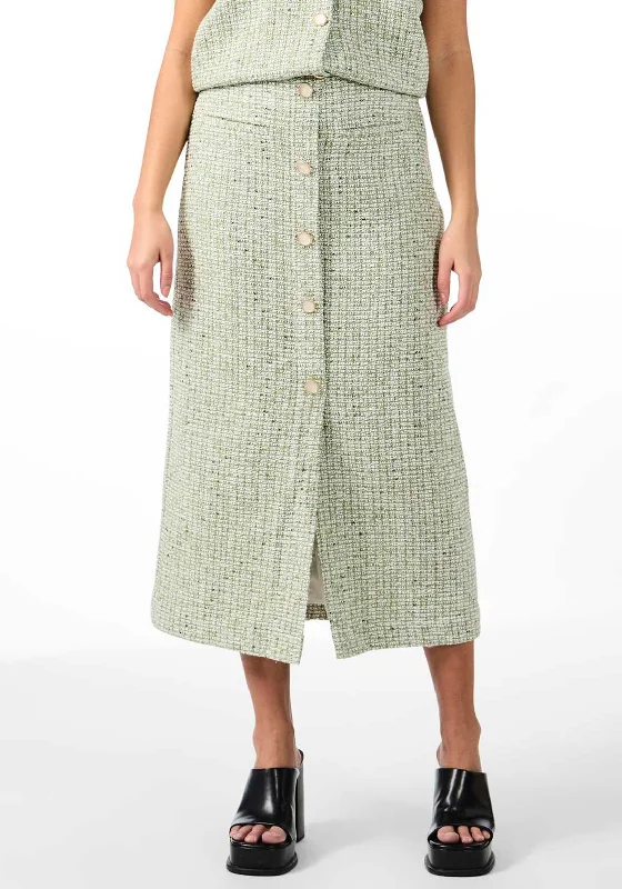 Y.A.S Asara Tweed Midi Skirt, Sage