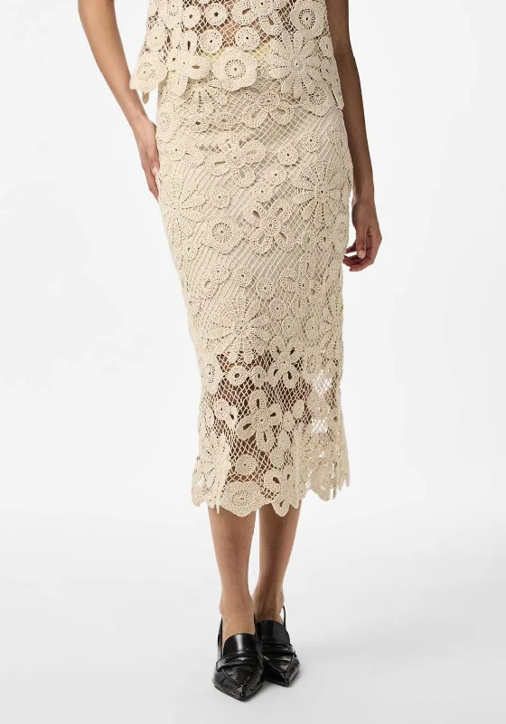 Y.A.S Lelu Crochet Midi Skirt, Birch