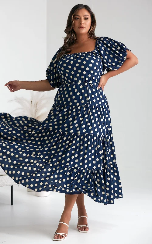 Zanetti Maxi Dress - Navy Polka