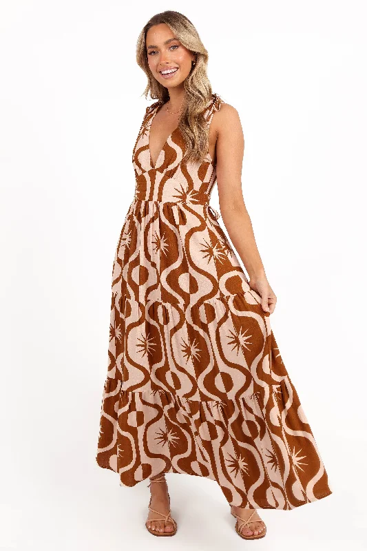 Zora Maxi Dress - Tan Print