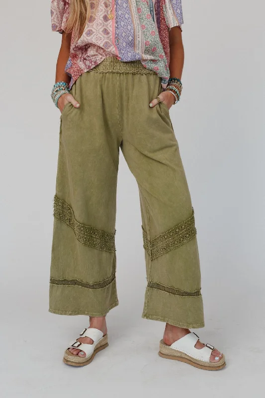 Any Day Wide Leg Pants - Green