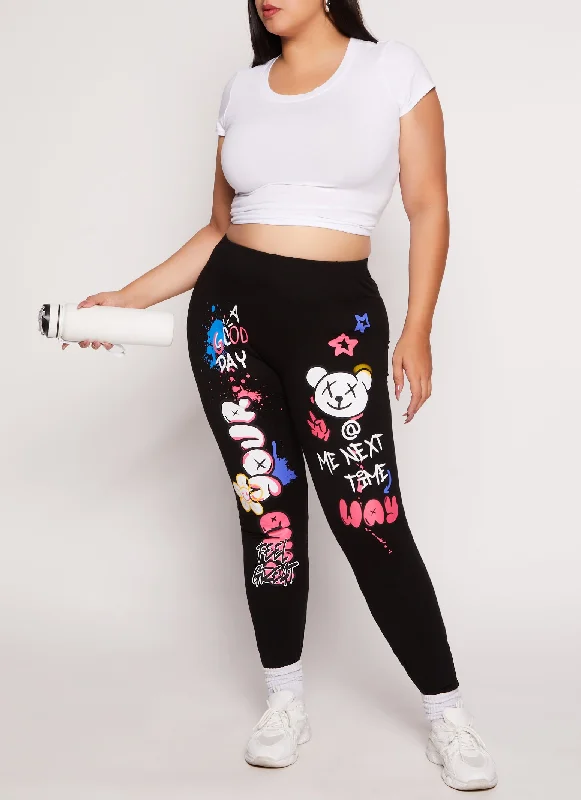 Plus Size Find Your Way Graffiti Leggings