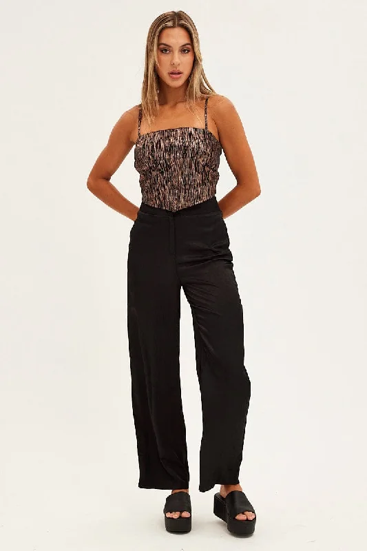 Black Wide Leg Pants High Rise