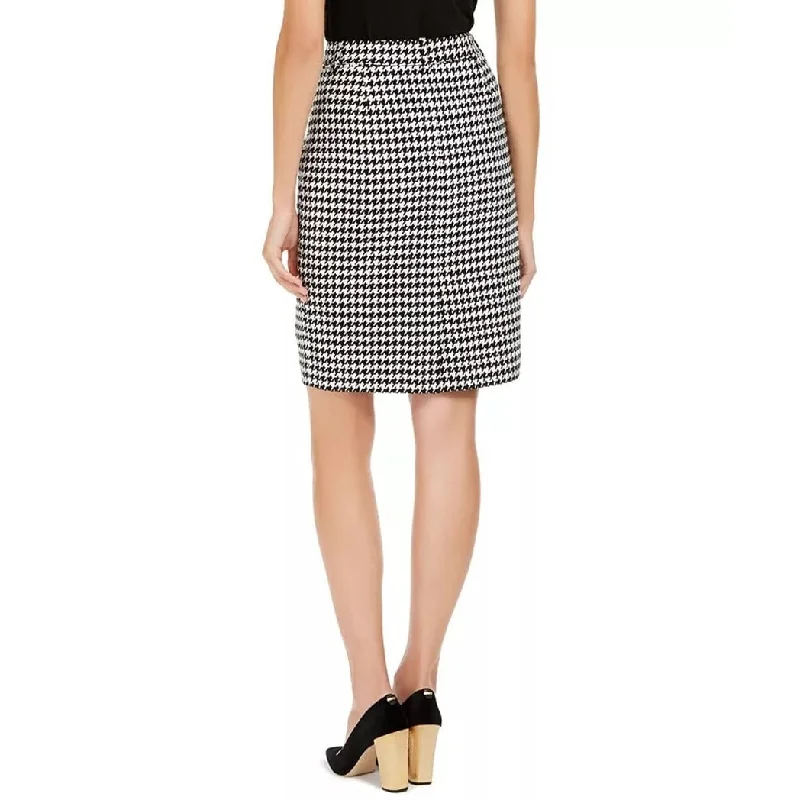 Calvin Klein Women's Belted Houndstooth Pencil Skirt Black Size 4