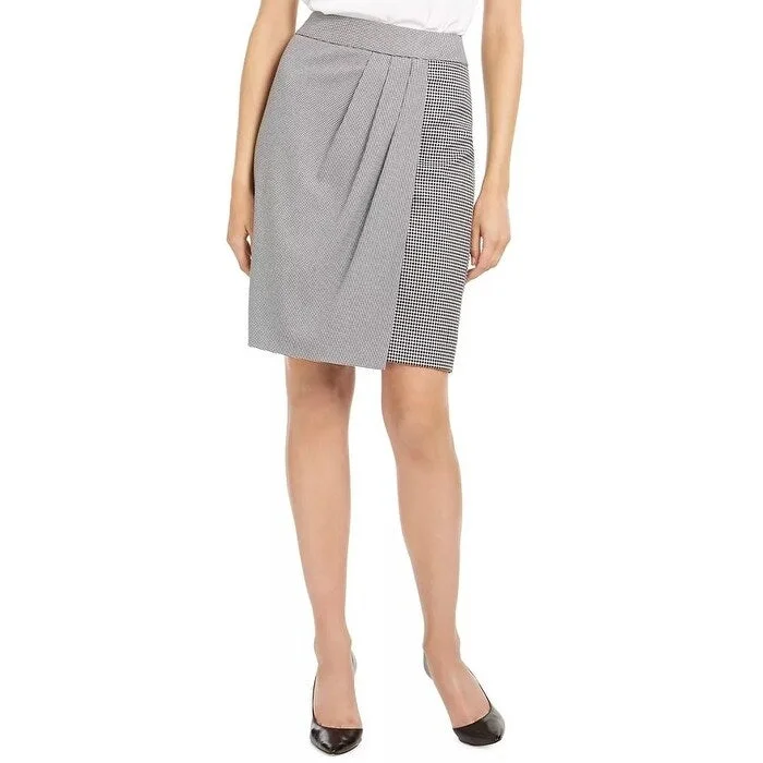 Calvin Klein Women's Houndstooth Pleated Skirt Gray Size 4