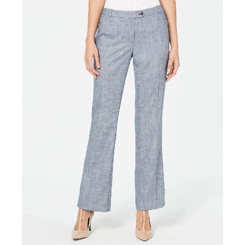 Calvin Klein Women's Mid-Rise Straight-Leg Pants Blue Size 16