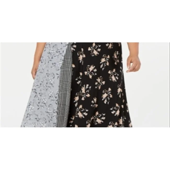 Calvin Klein Women's Plus Asymmetric Printed Midi Skirt Black Size 18W