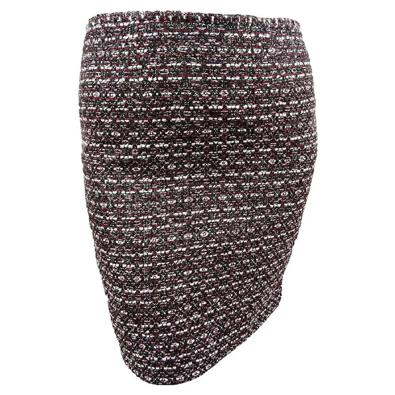 Calvin Klein Womens Sequined Tweed Pencil Skirt, Grey, 14W