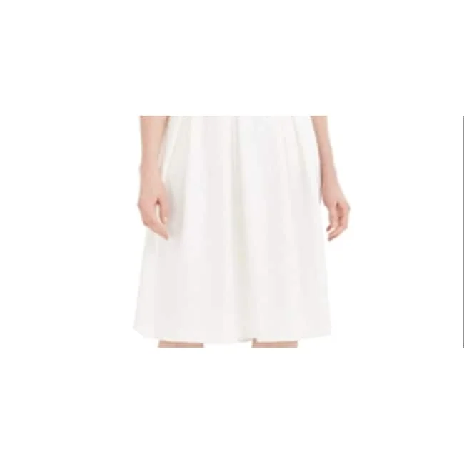 Calvin Klein Women's Skirt Pleated Scuba Crepe 10 White Size 10