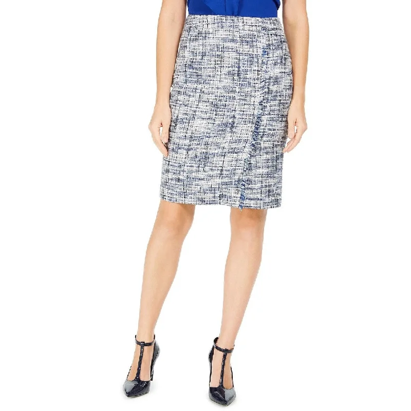 Calvin Klein Women's Tweed Pencil Skirt Blue Size 4