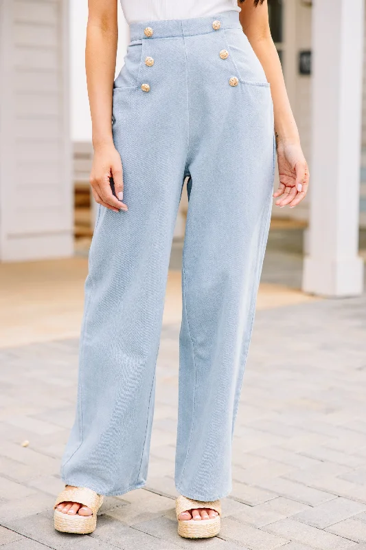 Chic Comforts Light Denim Blue Wide Leg Pants