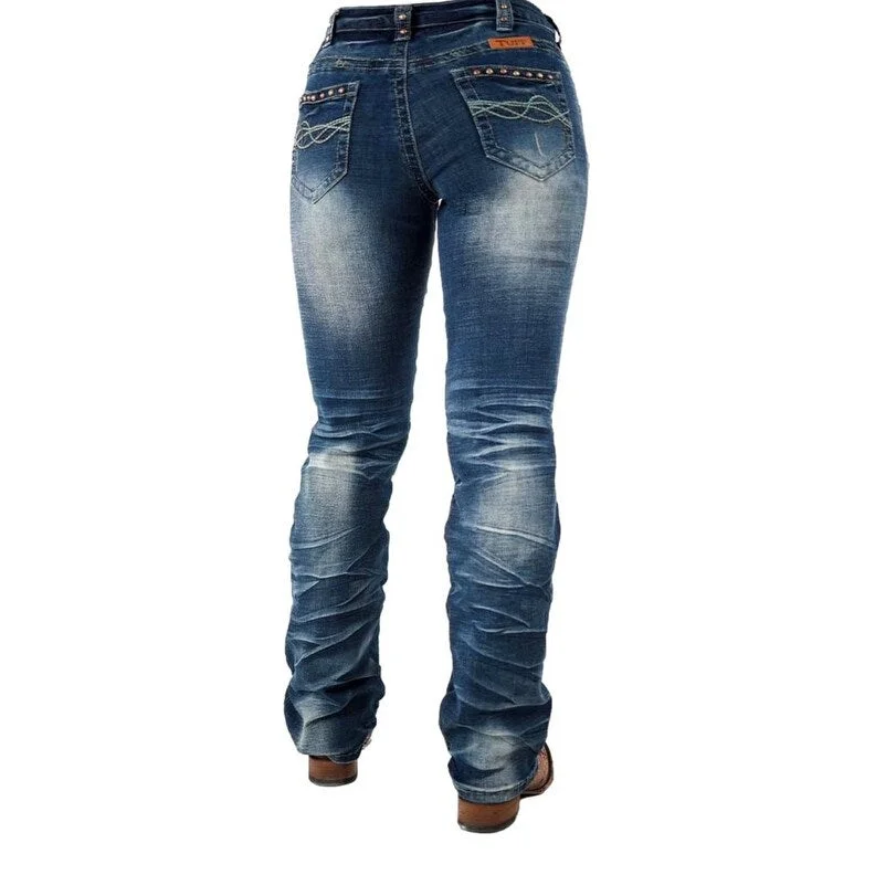 Cowgirl Tuff Western Jeans Womens Wild Mustang Bootcut Med JWILMS