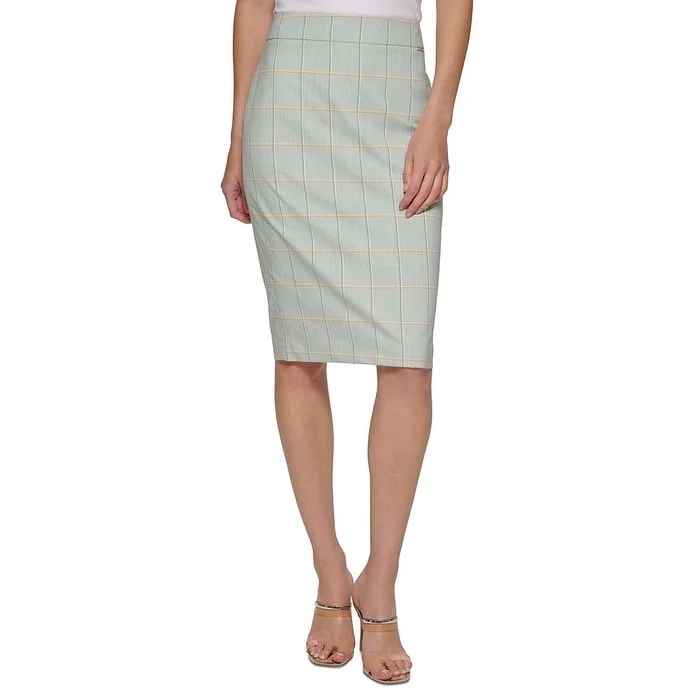 DKNY Women's Plaid Pencil Skirt Green