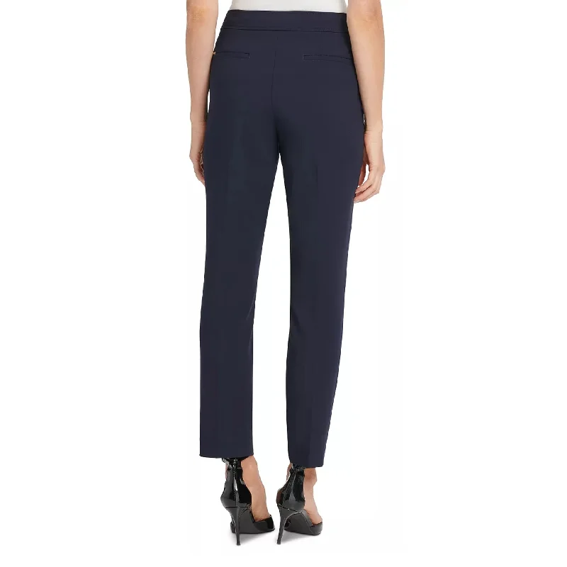 Dkny Women's Zippered Embellished Straight Leg Wear To Work Pants Blue Size 16