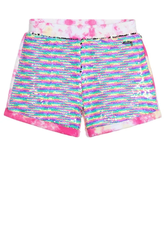 Guess Girls Sequined and Tie Dye Shorts, Multi