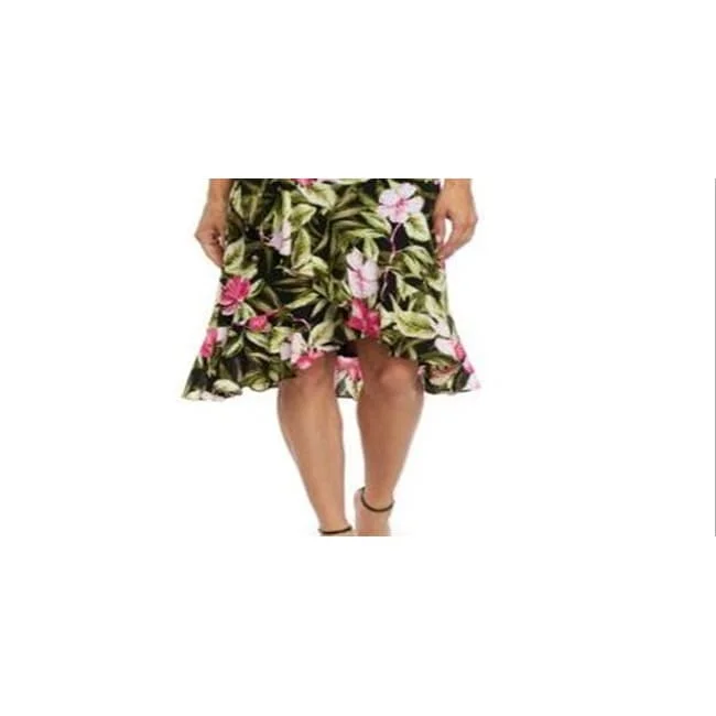 Kasper Women's Floral Below The Knee Hi Lo Skirt Pink Size 16