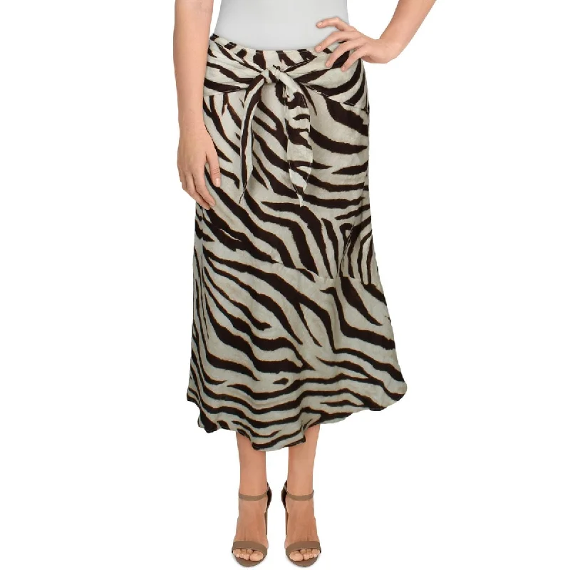 Lauren Ralph Lauren Women's Animal Print Below The Knee A-Line Skirt Brown Size 10